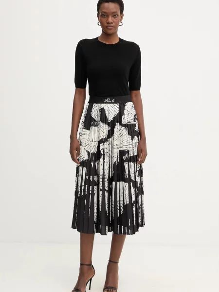 Спідниця Karl Lagerfeld COMMERCIAL PLEATED midi розкльошена чорний