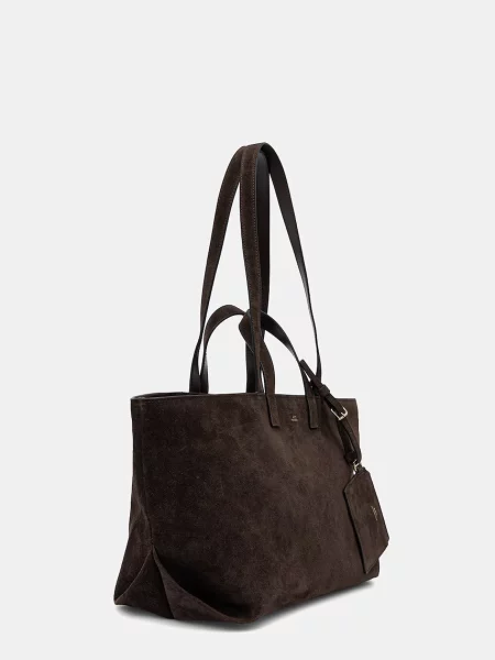 A.P.C. geanta de mana din piele intoarsa LE DRUMMER maro