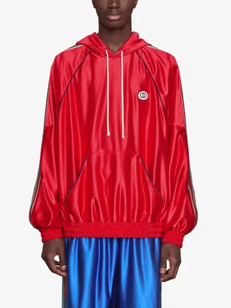 Pruhovaná mikina s kapucí Gucci jersey červená