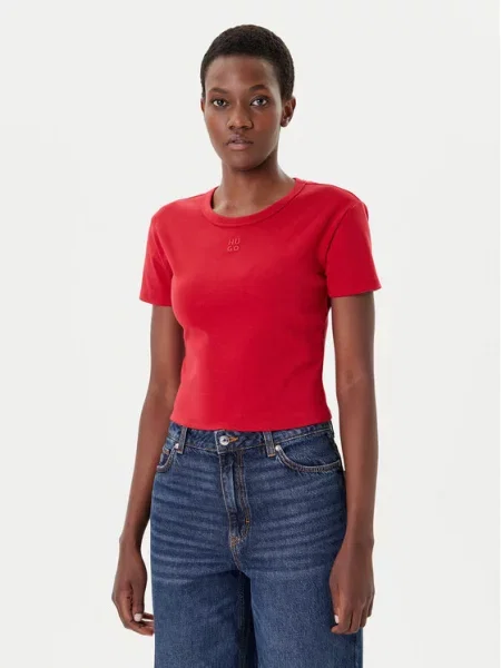 HUGO Majica Delanor rdeča