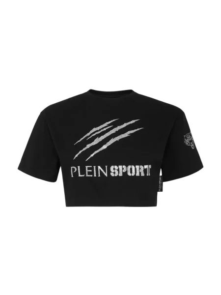 Krótka koszulka sportowa Plein Sport z logo czarna