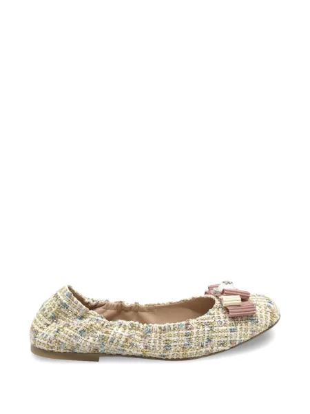Balerini Casadei cu funde din tweed