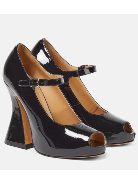 Pantofi cu toc Maison Margiela din piele de lac negru