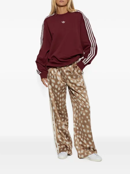 Dryžuotas nėriniuotas džemperis Adidas raudona
