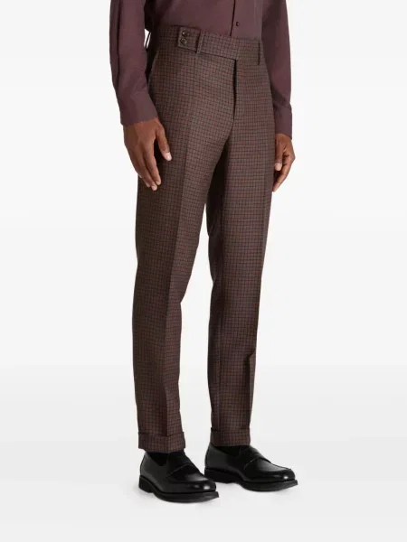 Kalhoty Incotex s pepito vzorem hnědé