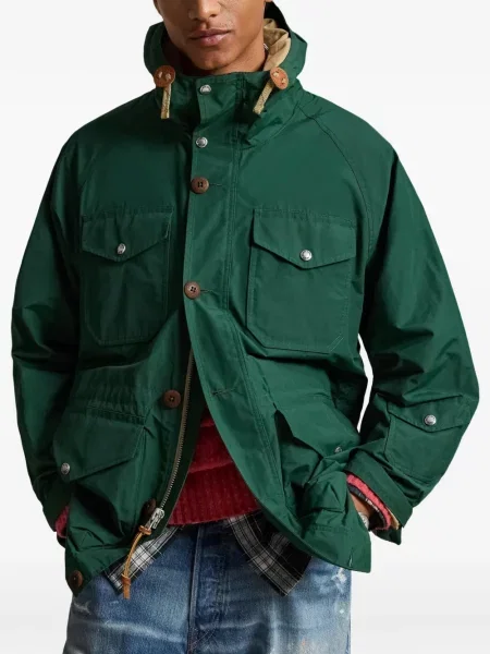 Portofel Polo Ralph Lauren din piele cu dungi cu glugă verde