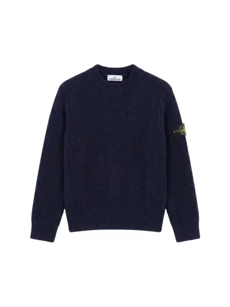 Sweter Stone Island wełniany z kamieniami niebieski