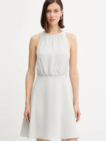 Armani Exchange sukienka mini rozkloszowana beżowy