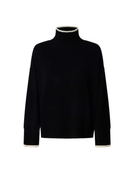 Lniany sweter z golfem Pinko czarny