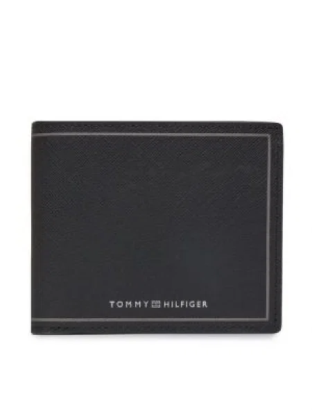 Bőr pénztárca Tommy Hilfiger fekete