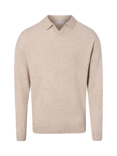 Jack & Jones sweter z dzianiny z domieszką wełny Mężczyźni S beżowy