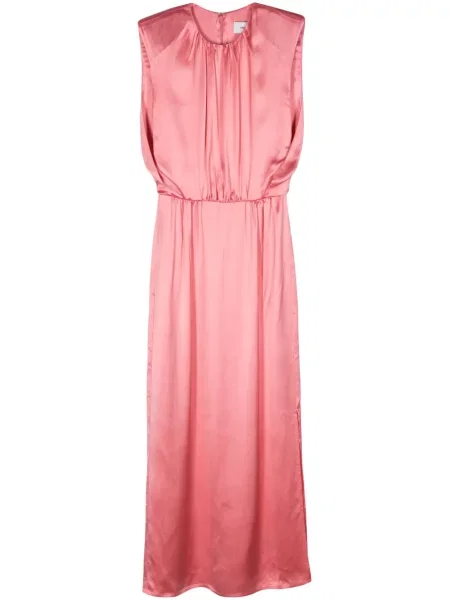 Rochie Yves Salomon din satin plisată de costum roz
