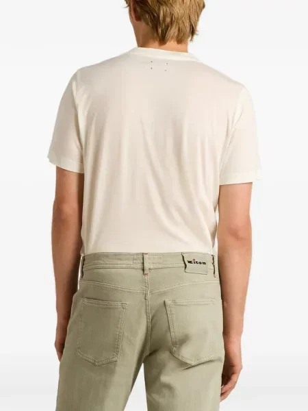 Tricou Kiton cu broderie alb