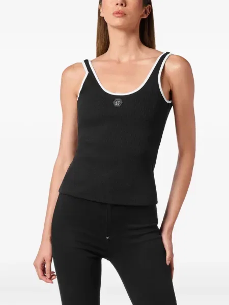 Top Philipp Plein tricotate cu nervuri negru