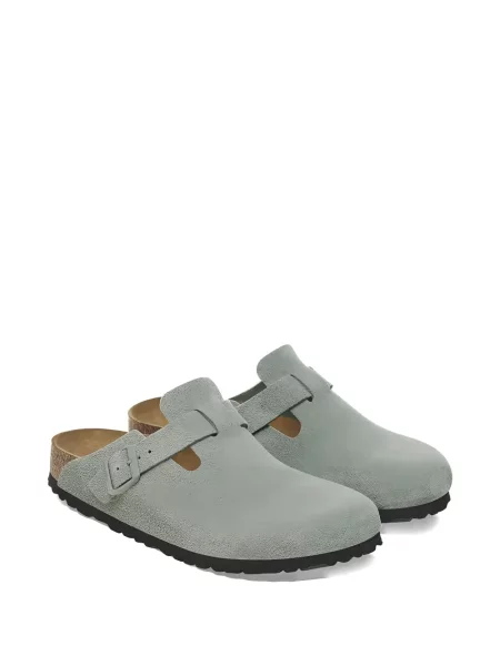 Papuci tip mules Birkenstock din piele de căprioară gri