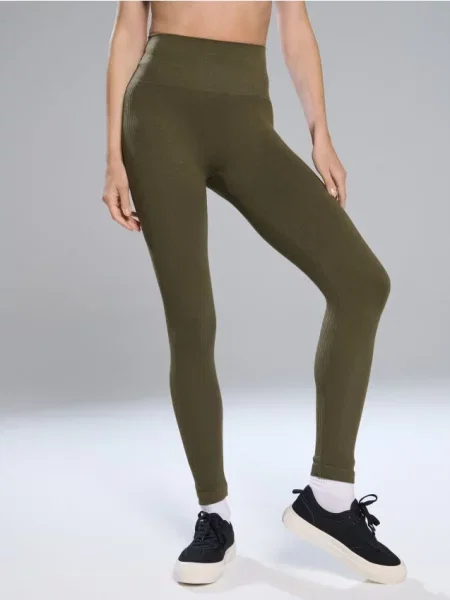 Ребристі легінси коричневувато-зелений зелені
