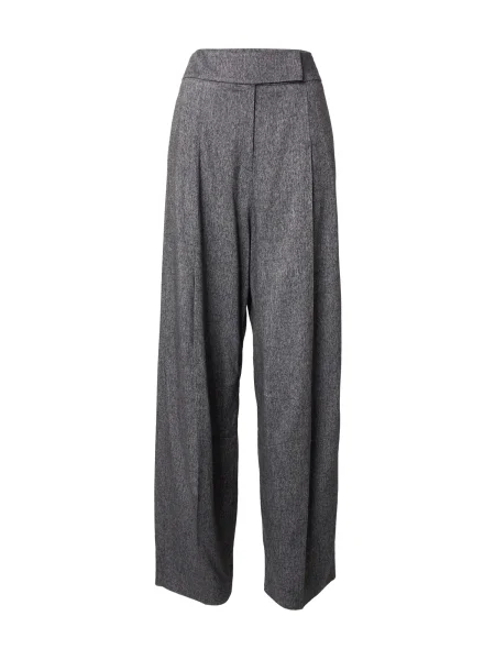 BOSS pantaloni din lână drept high waist gri