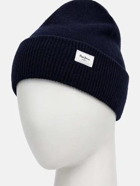 Шерстяная шапка Pepe Jeans синяя
