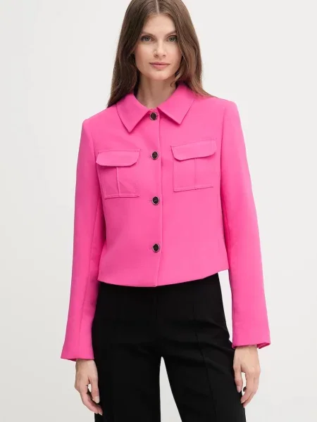 Сако Dkny с едно копче с изчистен дизайн розово