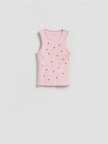 Top Reserved cu broderie roz