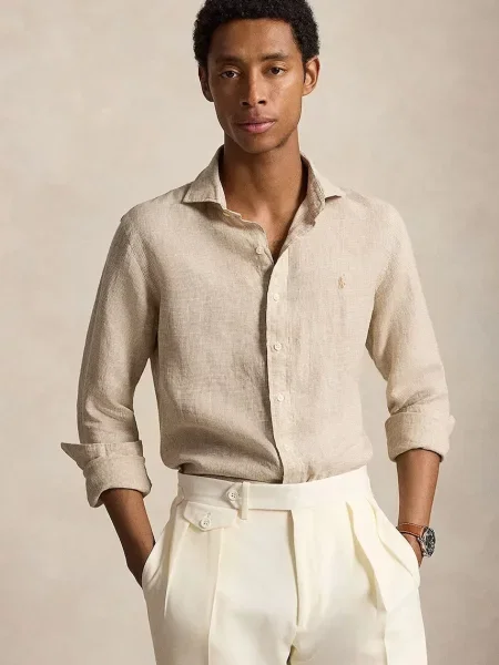 Polo Ralph Lauren cămașă pentru bărbați din in bej