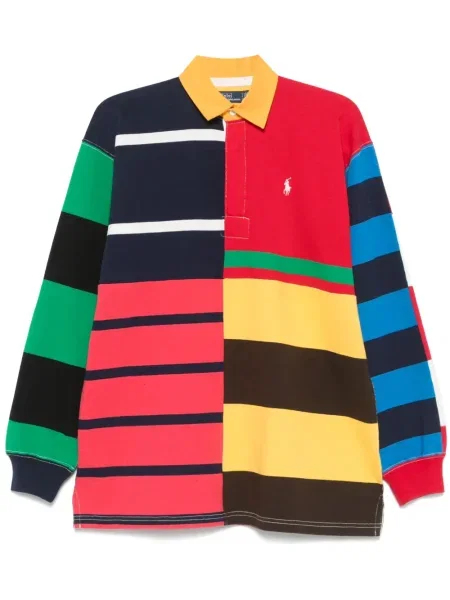 Haftowane satynowe spodnie Polo Ralph Lauren do kolan czarne