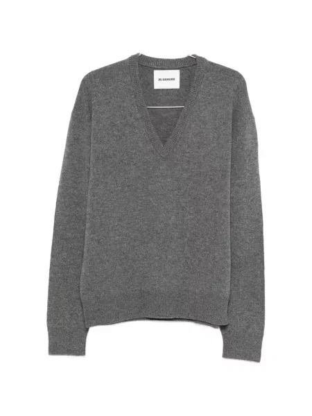 Pulover Jil Sander cu decolteu în V gri