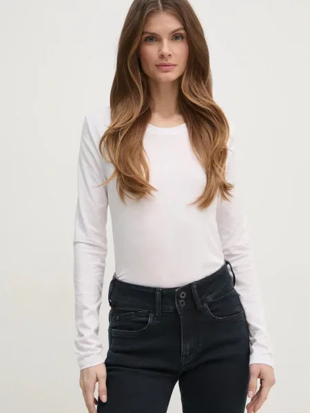Блуза с дълги ръкави Sisley бяло