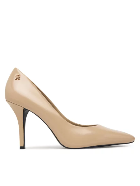 Обувки на Tommy Hilfiger High Heel Court Leather Shoe бежов