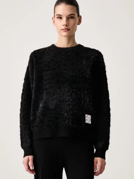 Emporio Armani pulover loungewear pentru femei cu amestec de lână negru