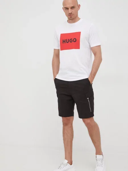 HUGO t-shirt z nadrukiem biały