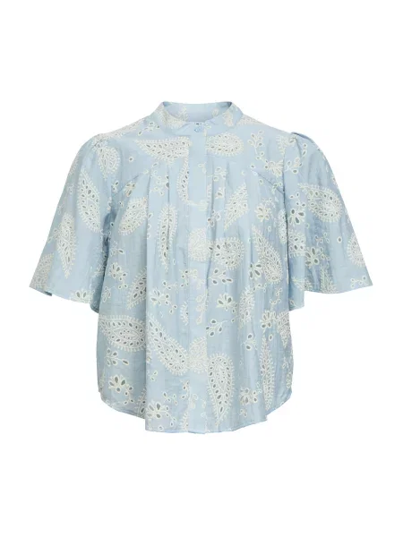 OBJECT Bluză OBJViola albastru porumbel alb