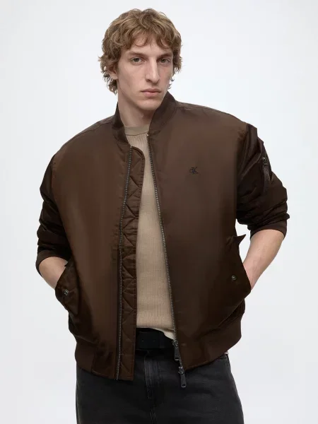 Calvin Klein Jeans Prechodná bunda tmavohnedá