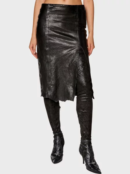 Шкіряна спідниця Diesel чорна