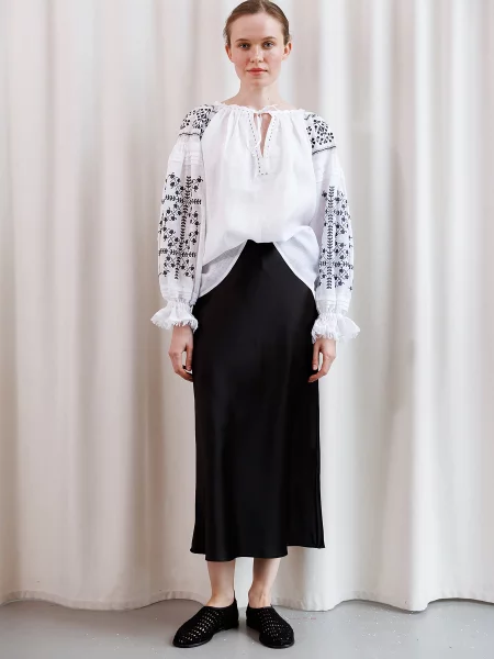 Льняная рубашка Embroidered Gem с вышивкой белая