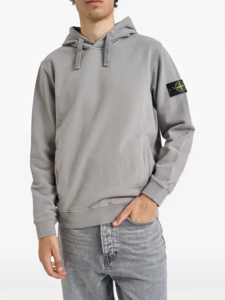 Hanorac din fleece Stone Island din fleece cu strasuri gri