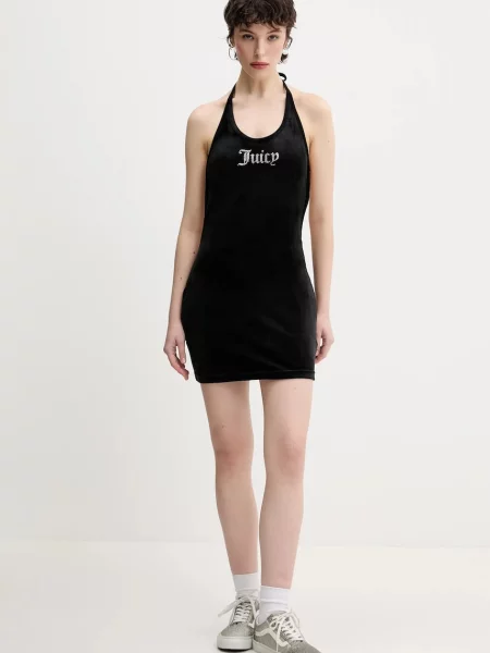 Велюрова сукня Juicy Couture HALTER mini облягаюча чорний