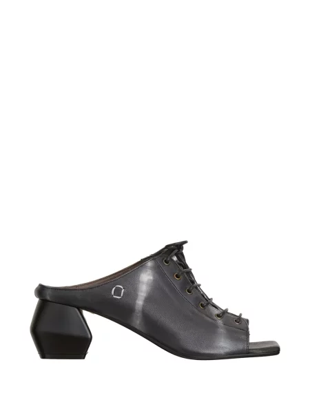 Klapki mules Collection Privée? sznurowane skórzane czarne