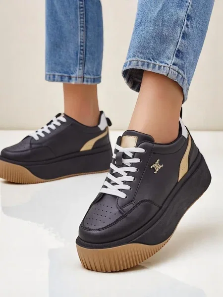 Sneakerși Resti cu platformă negru