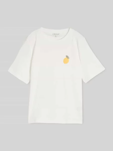 Krój regular fit t-shirt z czystej bawełny z haftem Tom Tailor biała