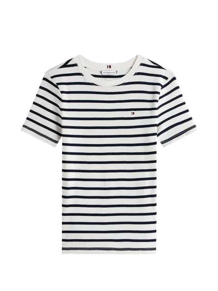 Tricou Tommy Hilfiger cu dungi alb