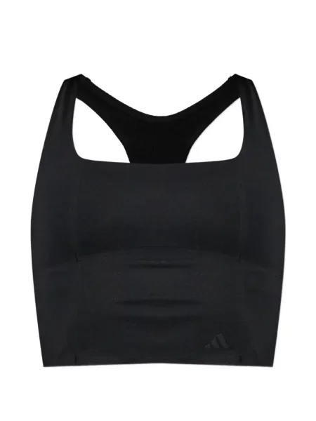 Sală de gimnastică lung sutien Adidas din piele negru