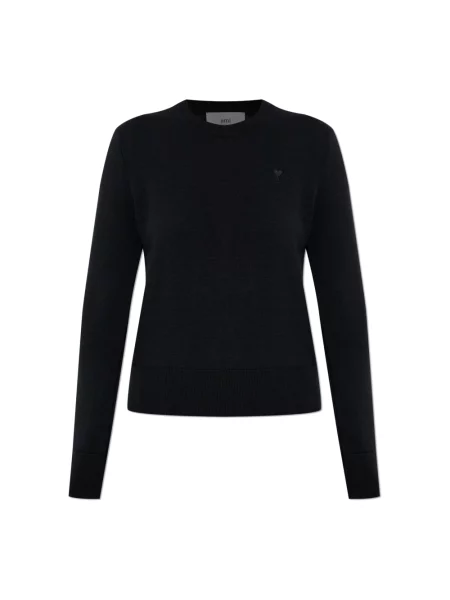 Sweter Ami Paris wełniany czarny