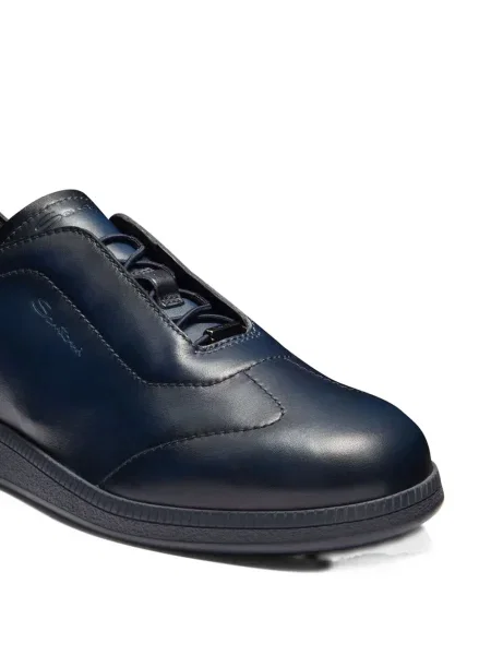 Кожени slip-on маратонки Santoni синьо