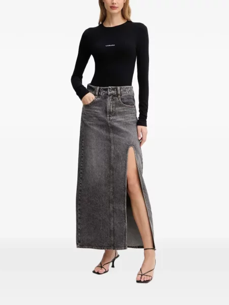Top La Mania tricotate cu imagine negru