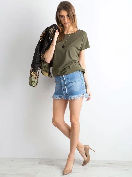 Tričko Fashionhunters khaki