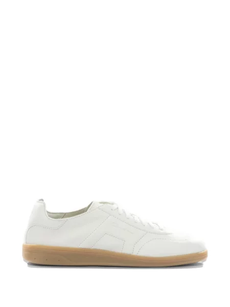 Sneakerși Santoni cu șireturi din piele alb
