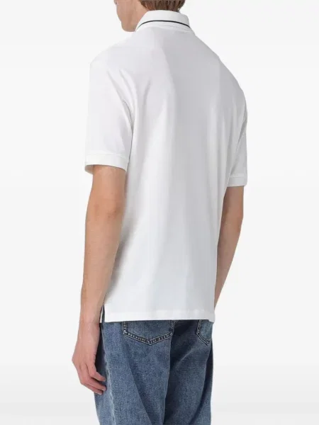 Tricou polo Armani Exchange cu autograf alb