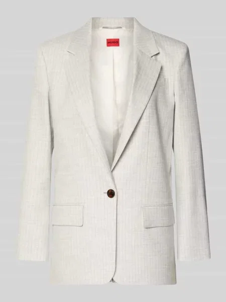 Długi blezer o kroju regular fit z mieszanka lnu model ANETTEA' Hugo beżowa