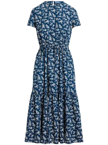 Pletena polo majica Polo Ralph Lauren s vezom visoki struk plava
